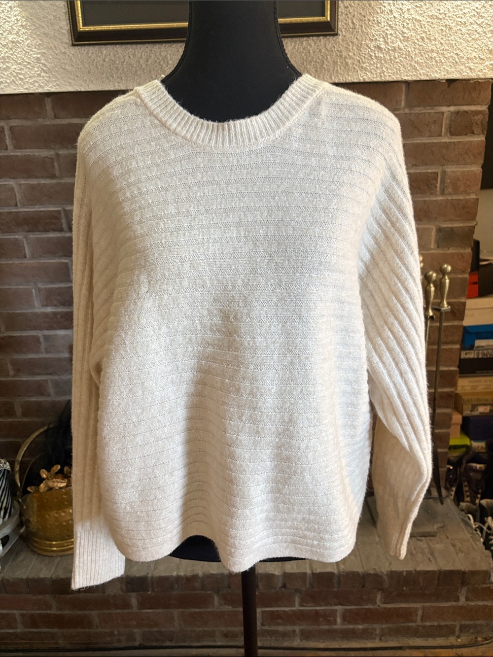 Pink Rose Cream Crewneck Sweater